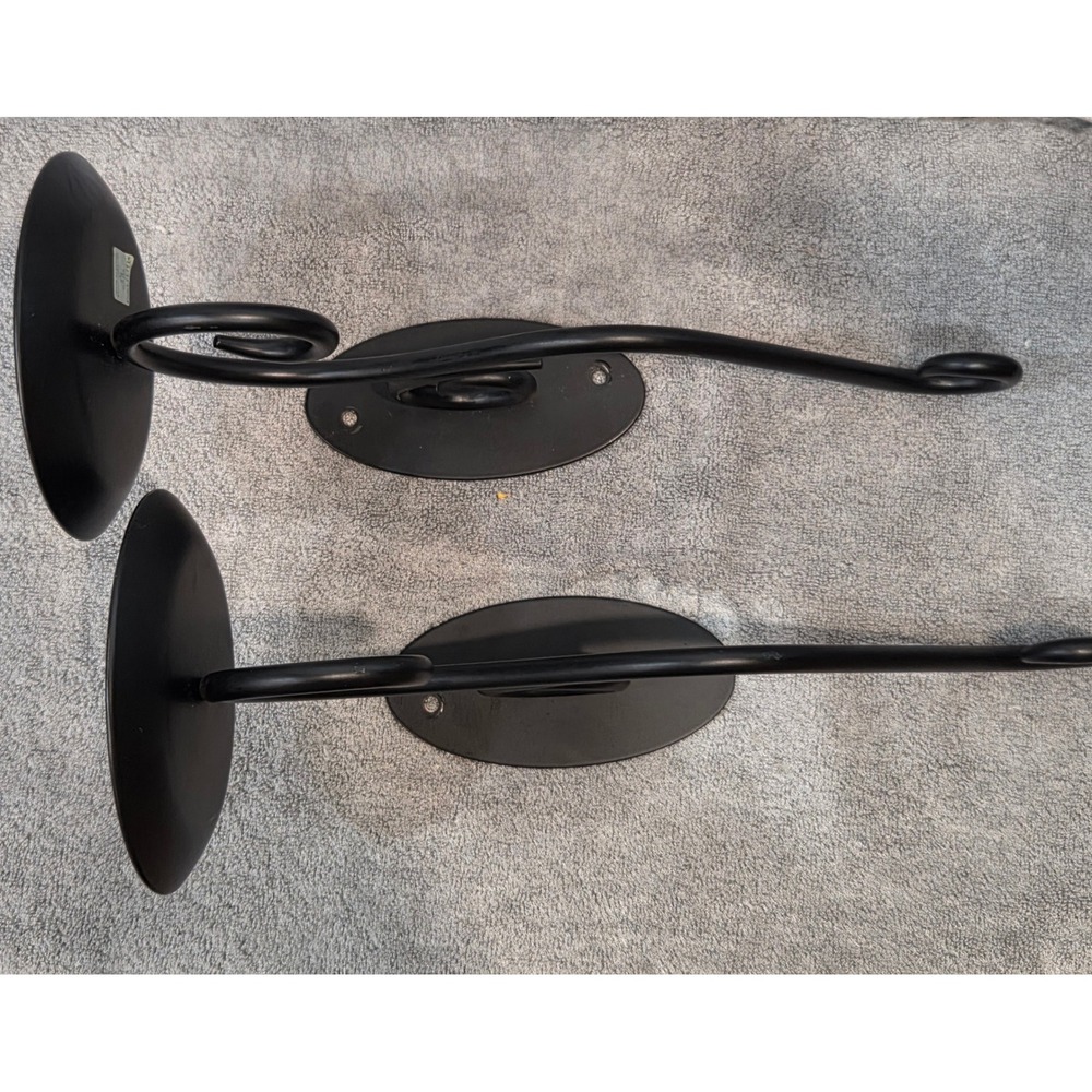 PartyLite Hearthside Black Wrought Iron Wall Sconce Set/2 Scroll Design Retired